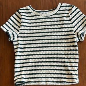 Gaze  Striped Junior Shirt - Blueish Green and Cream Medium